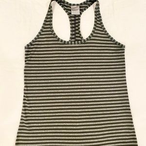 Black and Gray Striped Workout Tank